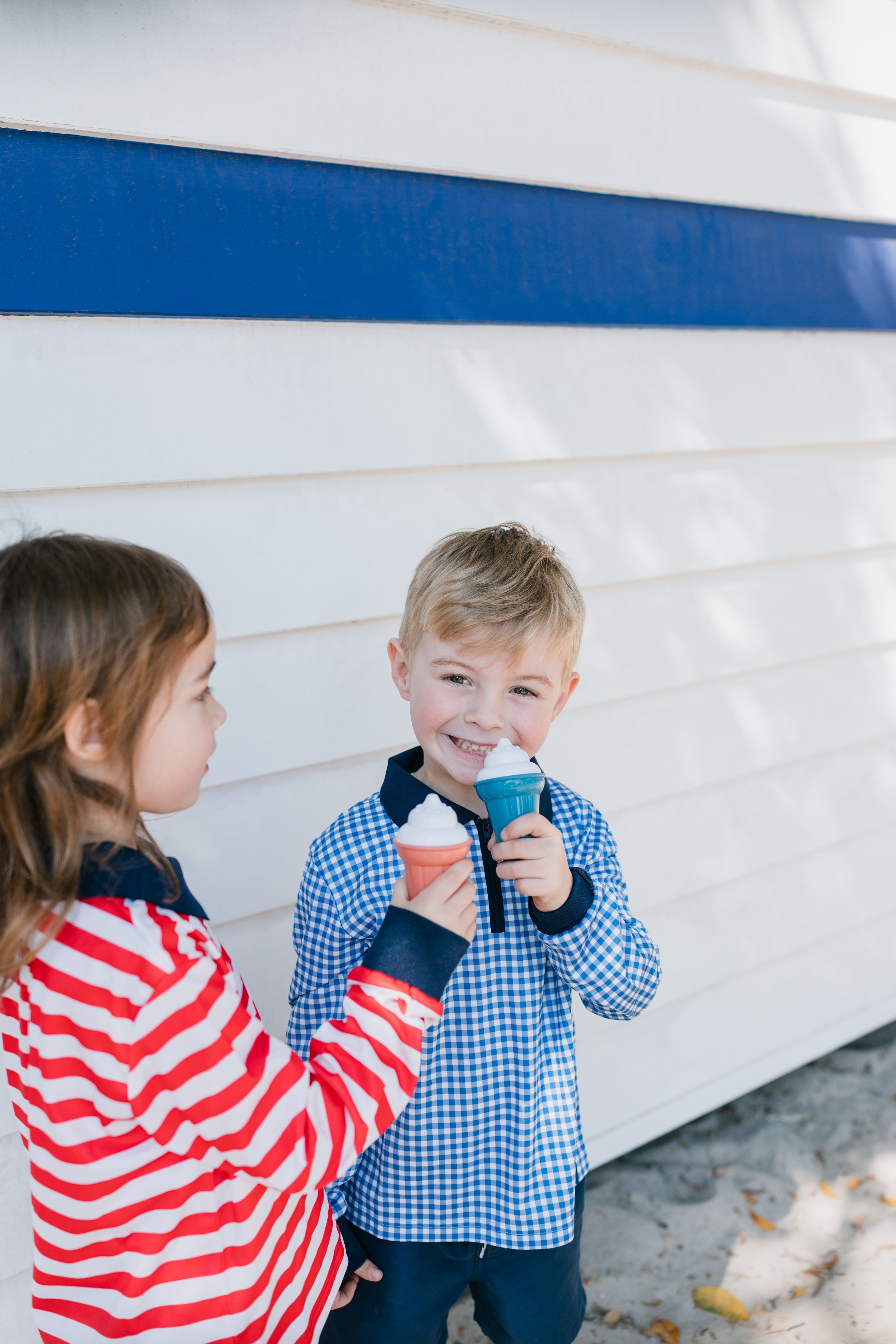 PORTSEA - Kids Fishing Shirt |  Blue Gingham Check Shirt with Embroidered Marlin