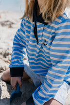 BYRON - Kids Fishing Shirt | Girls Blue & Yellow Stripe with Embroidered Anchor