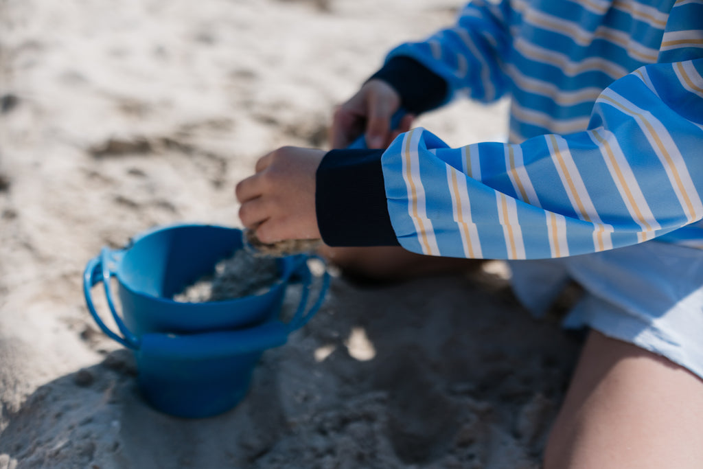 BYRON - Kids Fishing Shirt | Girls Blue & Yellow Stripe with Embroidered Anchor