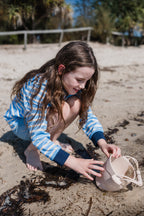 BYRON - Kids Fishing Shirt | Girls Blue & Yellow Stripe with Embroidered Anchor