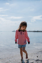 BURLEIGH - Kids Fishing Shirt | Red & White Stripe Shirt with embroidered Anchor