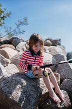 BURLEIGH - Kids Fishing Shirt | Red & White Stripe Shirt with embroidered Anchor