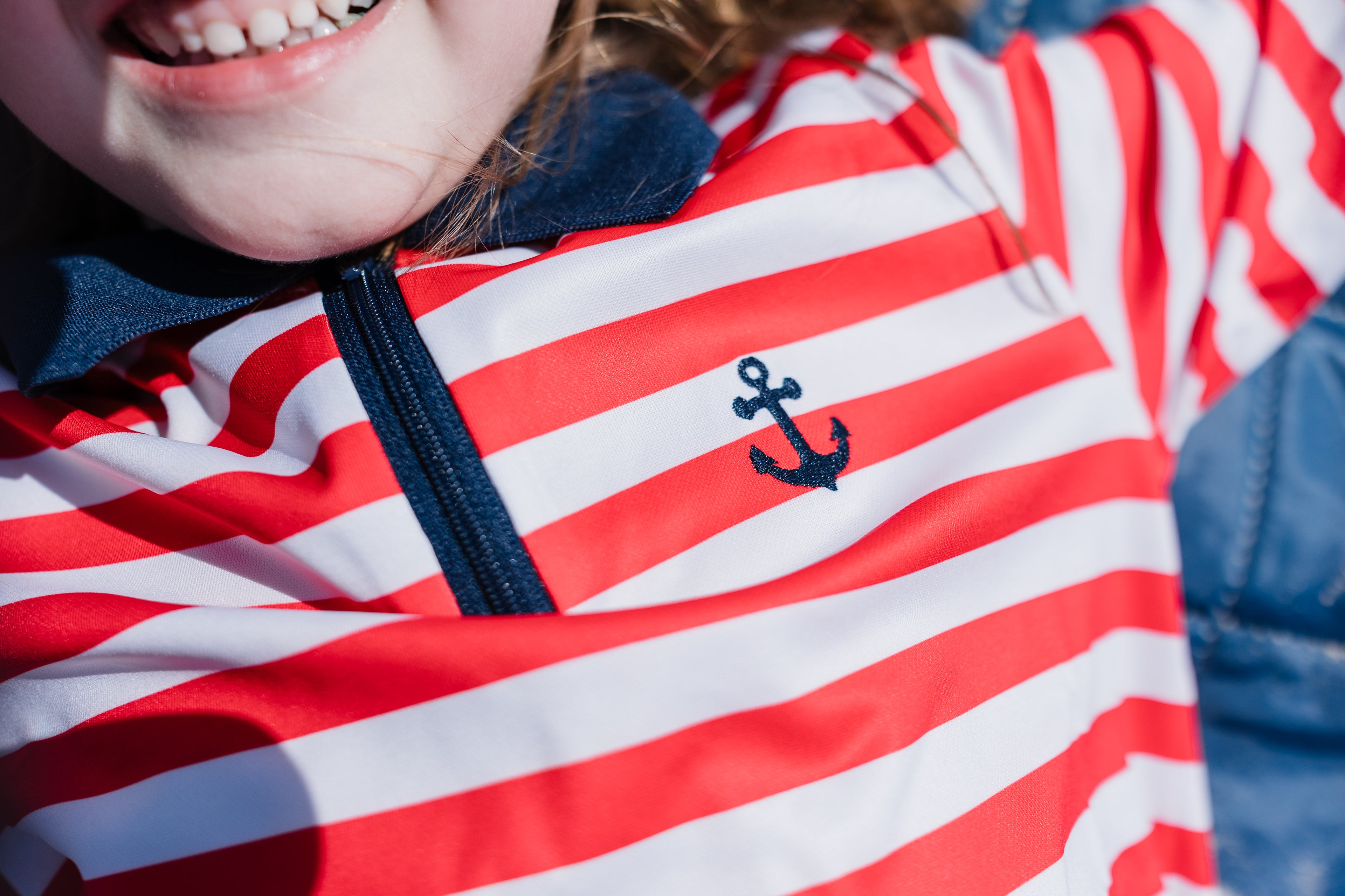 BURLEIGH - Kids Fishing Shirt | Red & White Stripe Shirt with embroidered Anchor