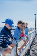 SORRENTO - Kids Fishing Shirt | Navy & White Stripe with Embroidered Boat
