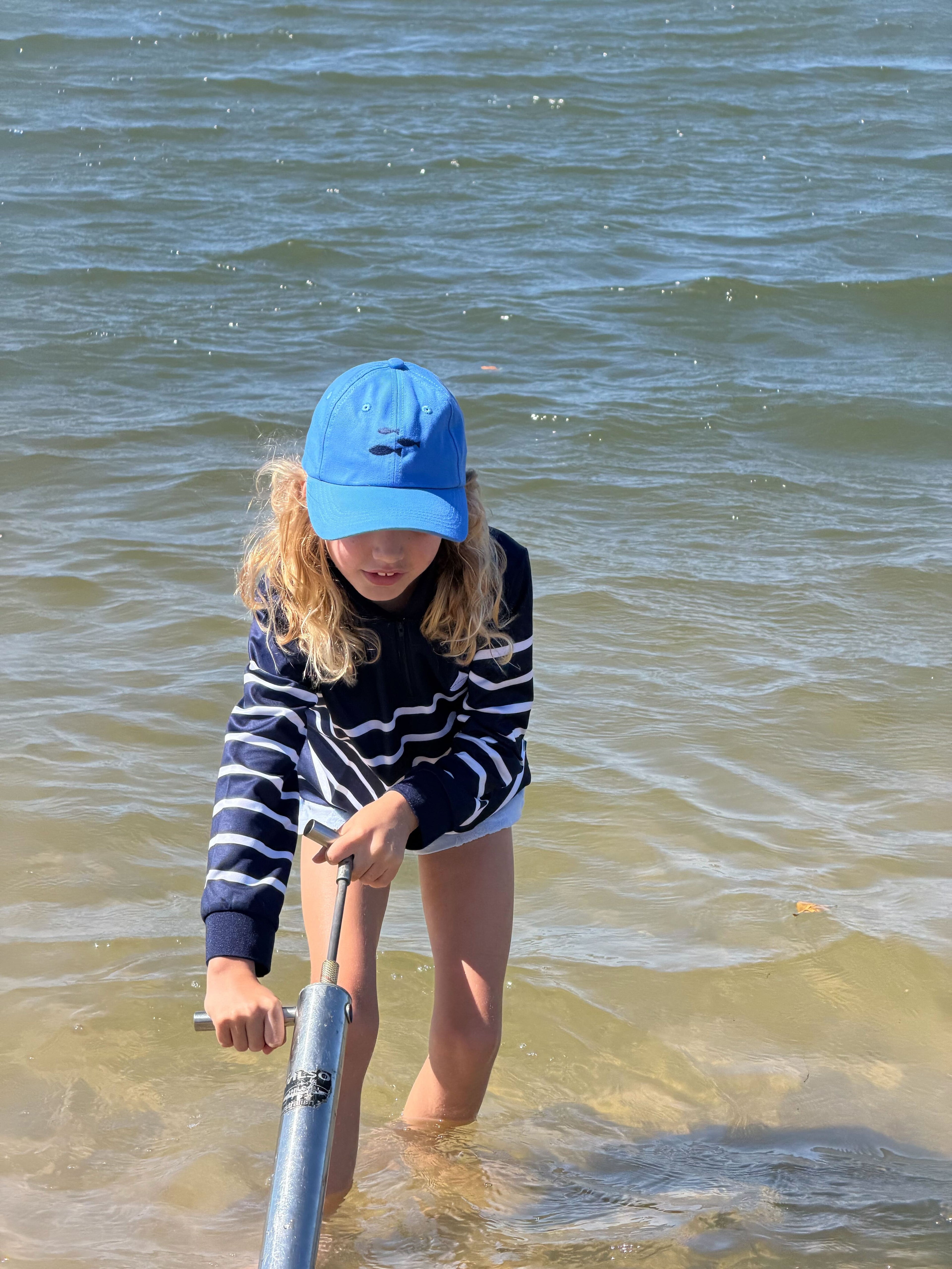 SORRENTO - Kids Fishing Shirt | Navy & White Stripe with Embroidered Boat