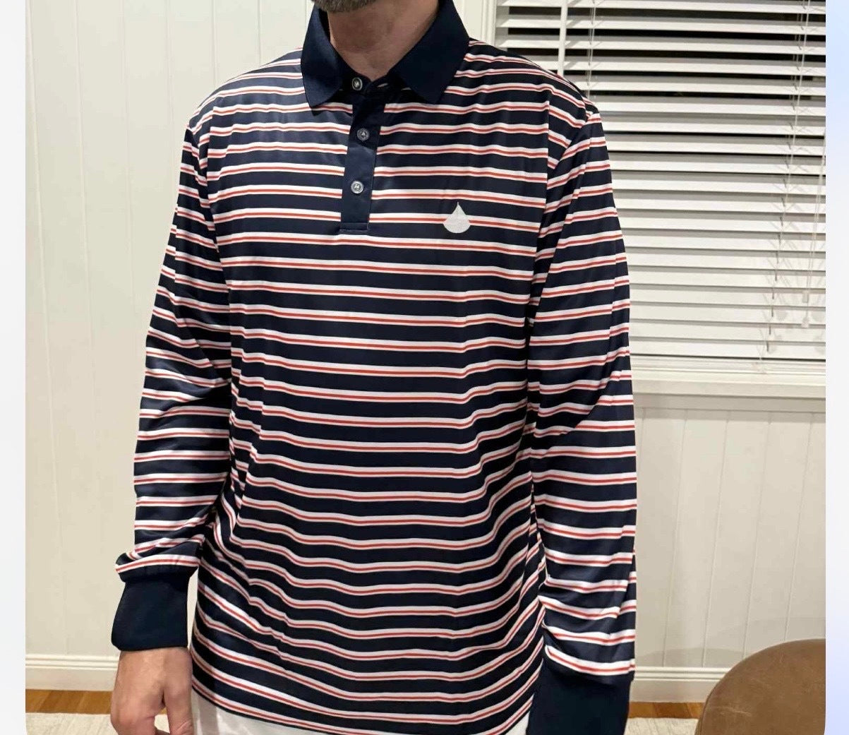 LENNOX - Adults Fishing Shirt | Navy & Red Stripe Shirt with Embroidered Boat