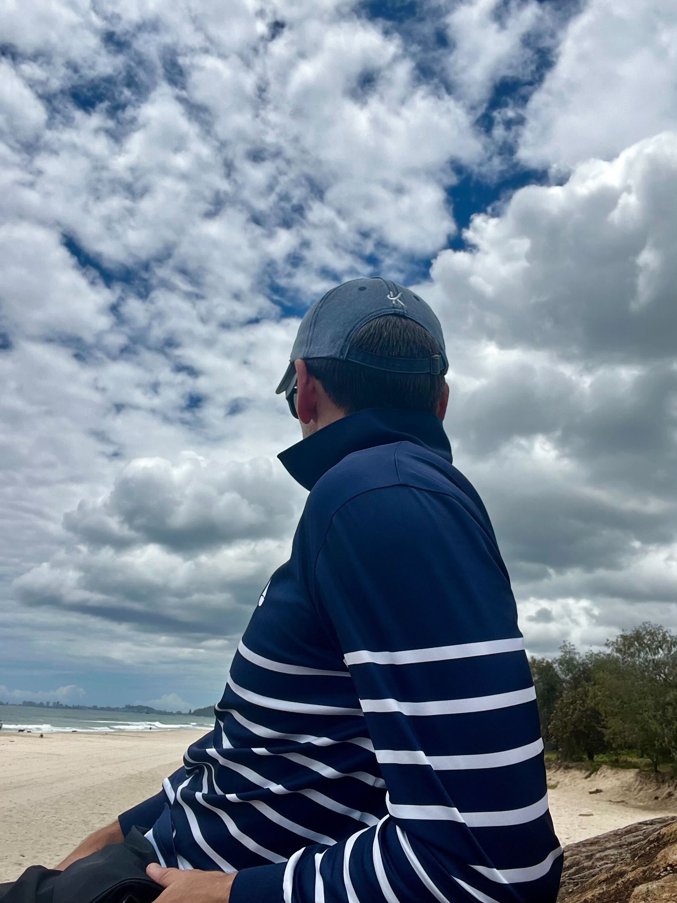 SORRENTO - Adults Fishing Shirt |  Navy & White Stripe with Embroidered Boat