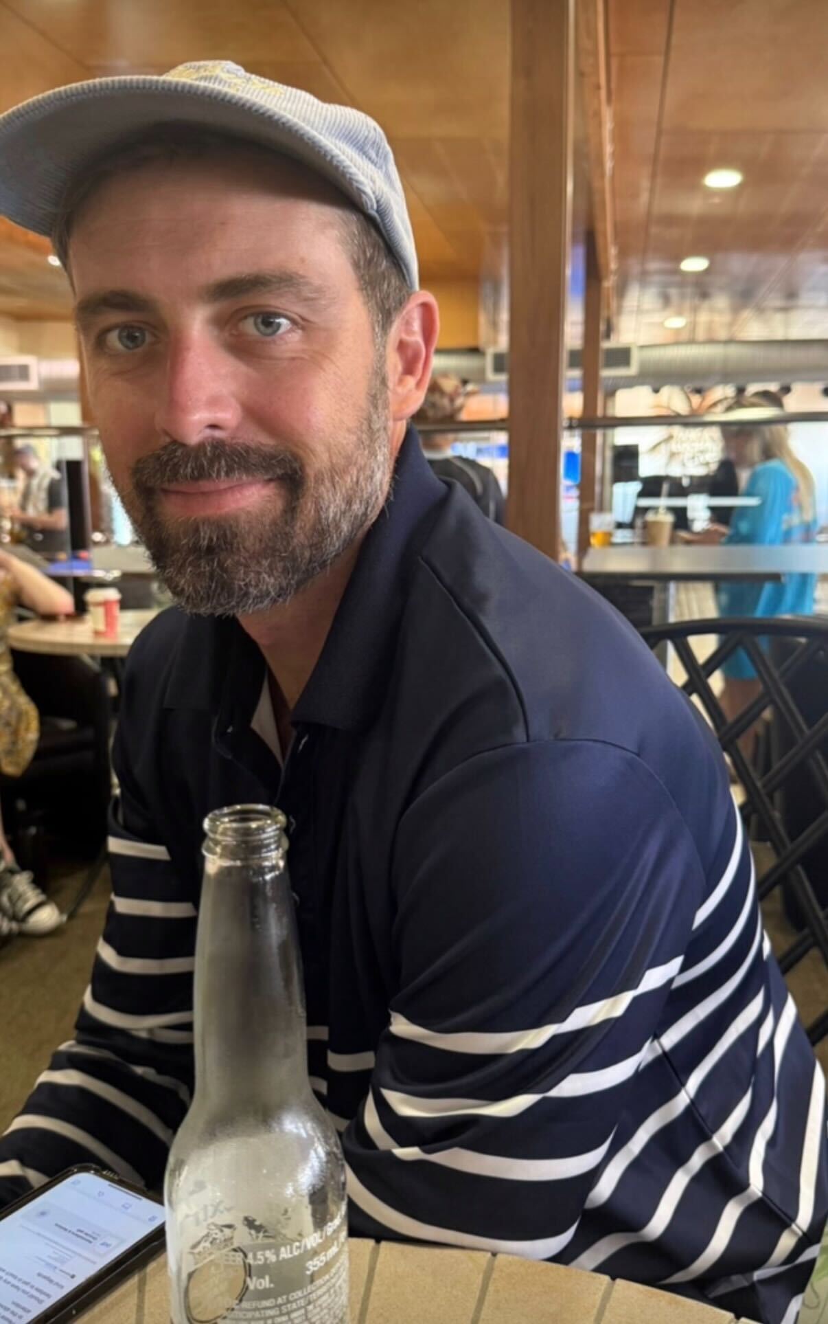 SORRENTO - Adults Fishing Shirt |  Navy & White Stripe with Embroidered Boat