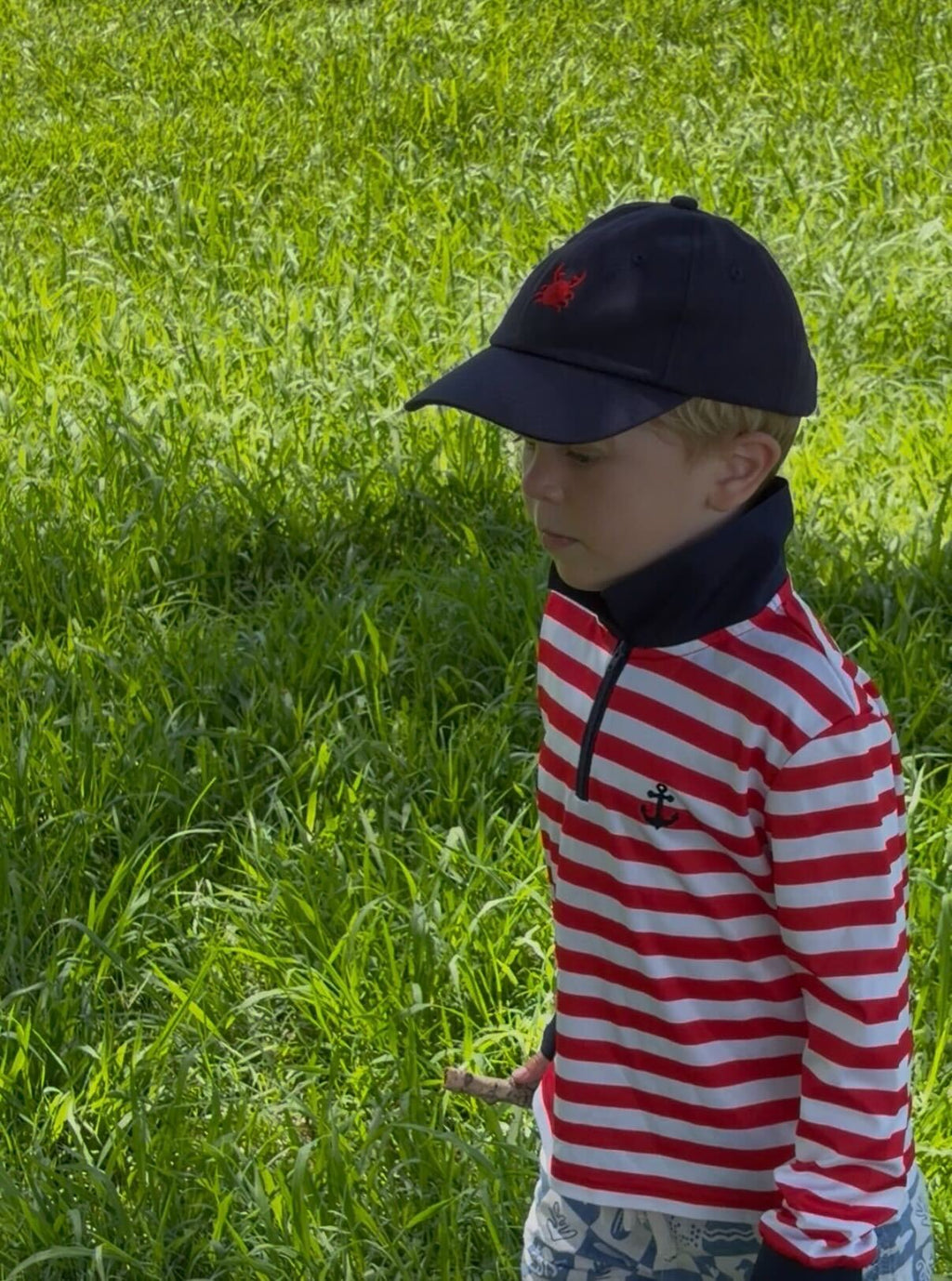 LITTLE CAPTAIN’S CAP - Navy Embroidered Crab Hat