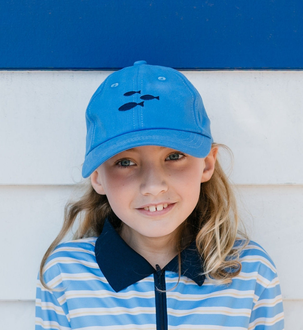 LITTLE CAPTAIN’S CAP - Sea Blue Embroidered Fish Hat