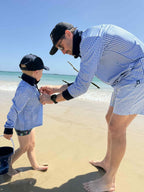 PORTSEA - Adults Fishing Shirt |  Blue Gingham Check Shirt with Embroidered Marlin