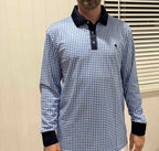 PORTSEA - Adults Fishing Shirt |  Blue Gingham Check Shirt with Embroidered Marlin